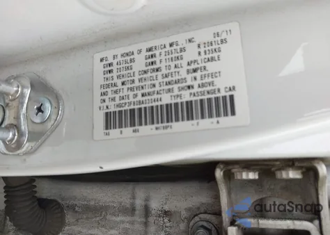 2011 Honda Accord Exl from USA, damaged, VIN 1HGCP3F80BA030444